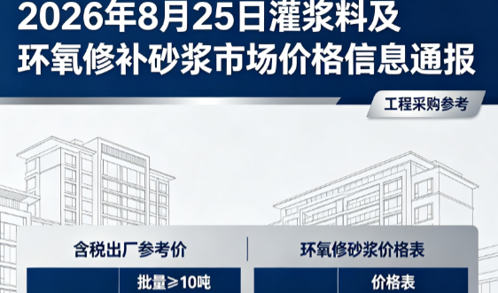 五寨2026年8月25日灌浆料及环氧修补砂浆市场价格信息通报